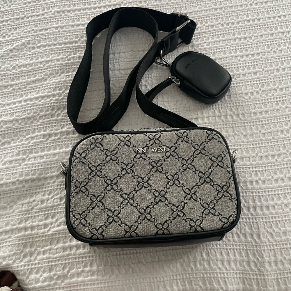Nine West Black and White Patterned Crossbody Bag